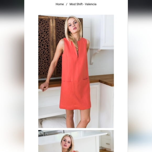 EUC EMERSON FRY Mod Shift Dress Linen Valencia Orange Sz M - Picture 2 of 15